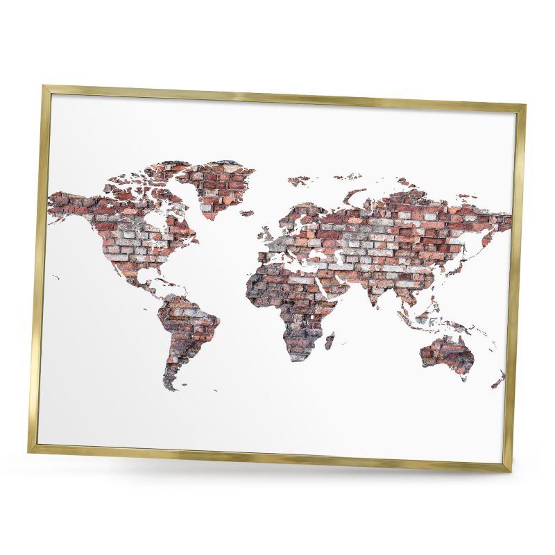 Ozdobna tablica na magnesy ArtPrintCave 80x60 Ceglany świat w złotej ramie 1szt