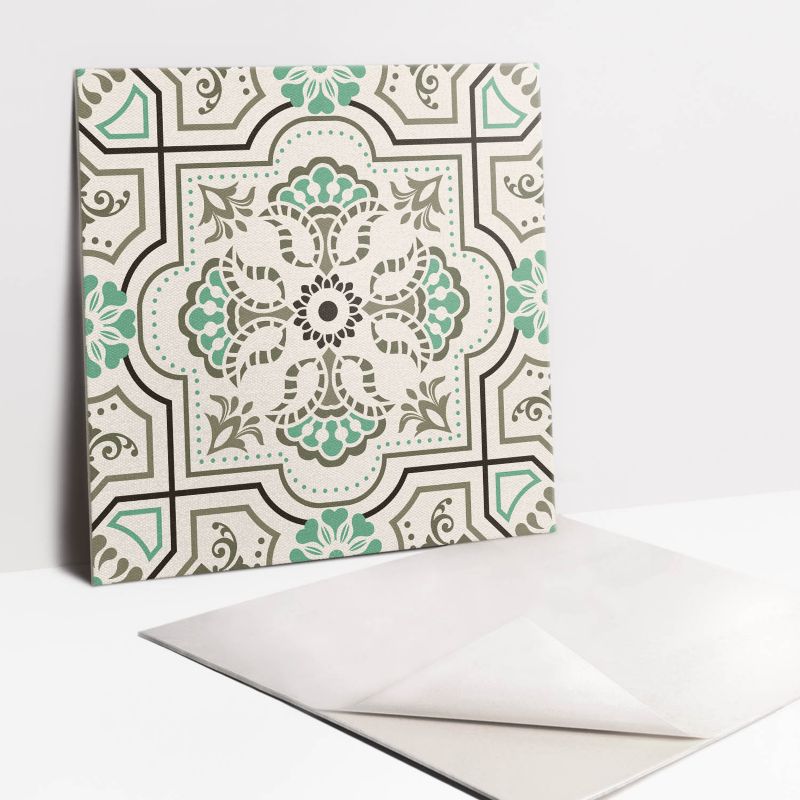 Kafelki samoprzylepne Tulup 30x30 cm Zielony ornament 9 szt.