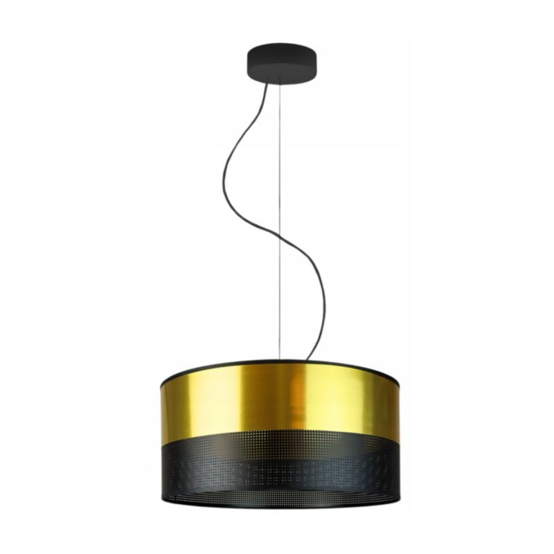 Lampa sufitowa Volta Light Factory żyrandol lampa wisząca z abażurem walec czarny/czarny ze złotem 40 cm BLUES 1szt.