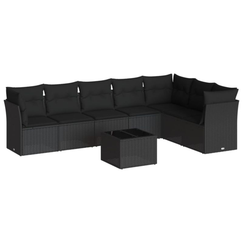 Zestaw mebli ogrodowych WaszeMeble 8-cz. z technorattanu czarny z poduszkami WM-3249584 1 kpl