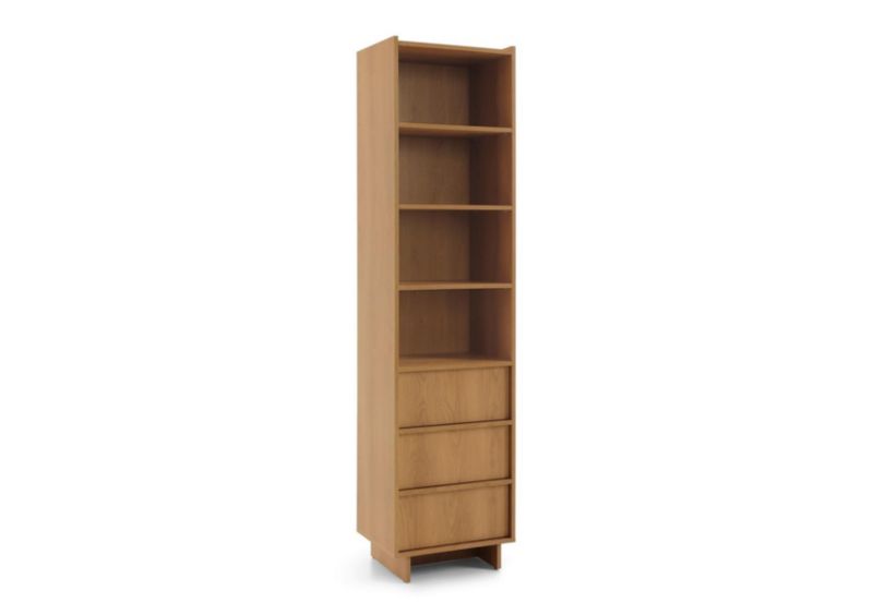 Wysoki Regał Słupek SUNA 50x200 cm Nowoczesna Biblioteczka Dąb Karmel z 3 Szufladami 1szt.