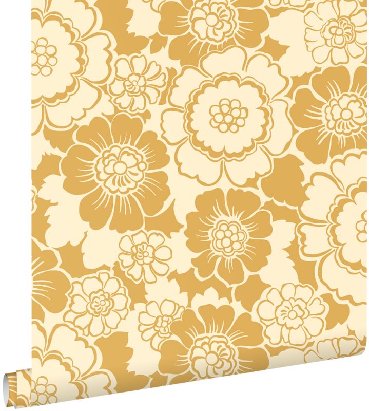 Tapeta ESTAhome retro kwiaty żółtym 50 x 900 cm - 1 rol.