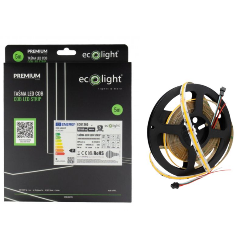 Taśma LED COB Digital 480 LED 12V 9W/m 855lm/m 4000K 5m Elegancka Eco Light 1 Szt.