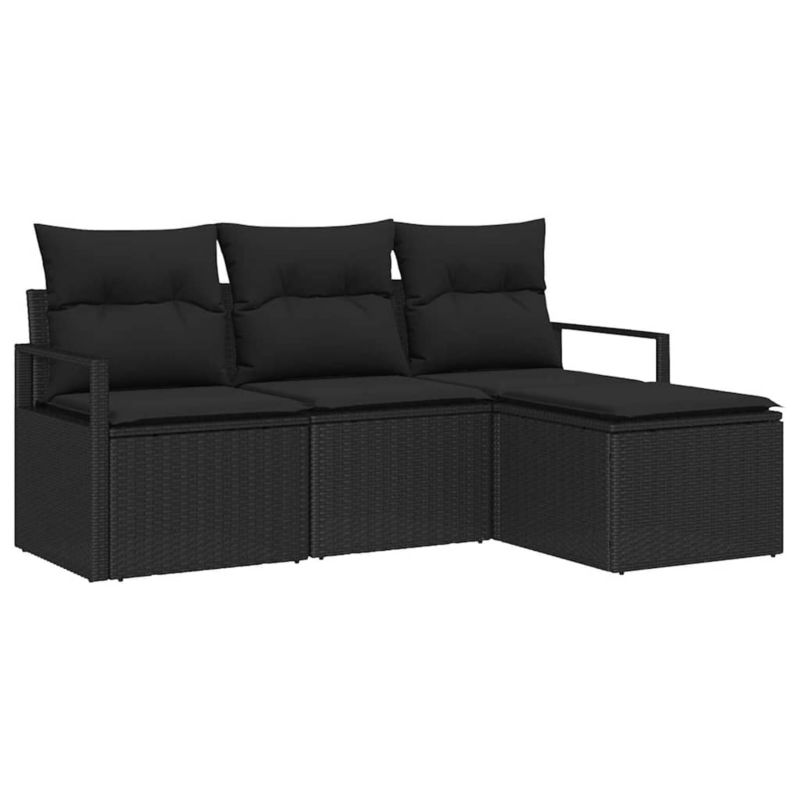 Sofa ogrodowa WaszeMeble z technorattanu czarna z poduszkami WM-3346333 1 szt.