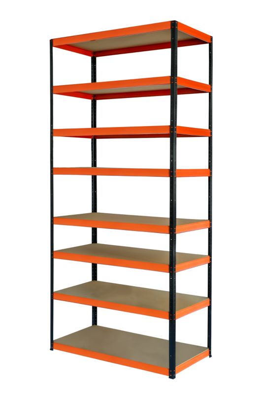 Regał metalowy MODO24 magazynowy czarno-pomarańczowy helios 270x75x50cm 8 półek po 275 kg 1 szt.