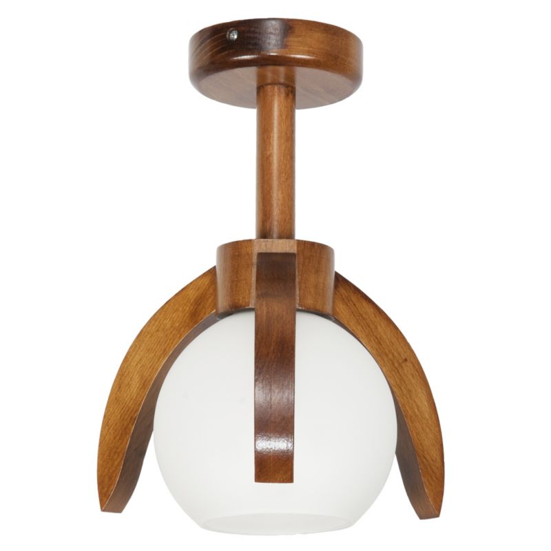 Lampa sufitowa EDYLIT rustykalna drewniana biały klosz szklany 1xE27 180/5 1 szt.