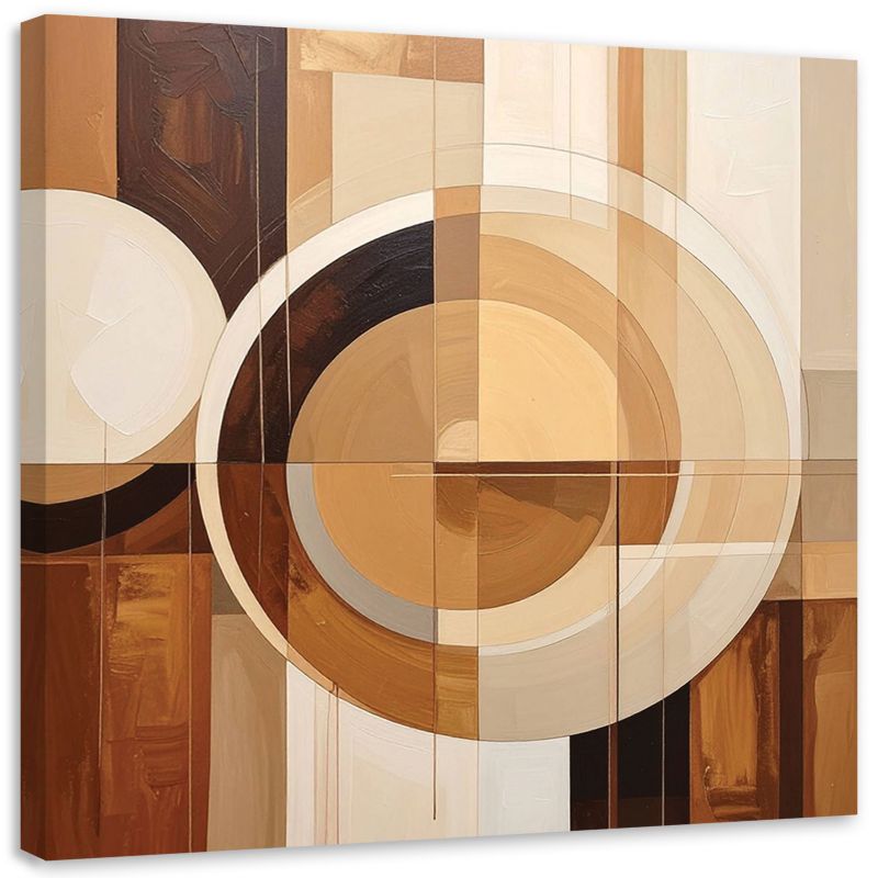 Obraz do salonu sypialni biura Feeby Abstrakcyjne geometryczne formy w beżu 50x50cm 1szt