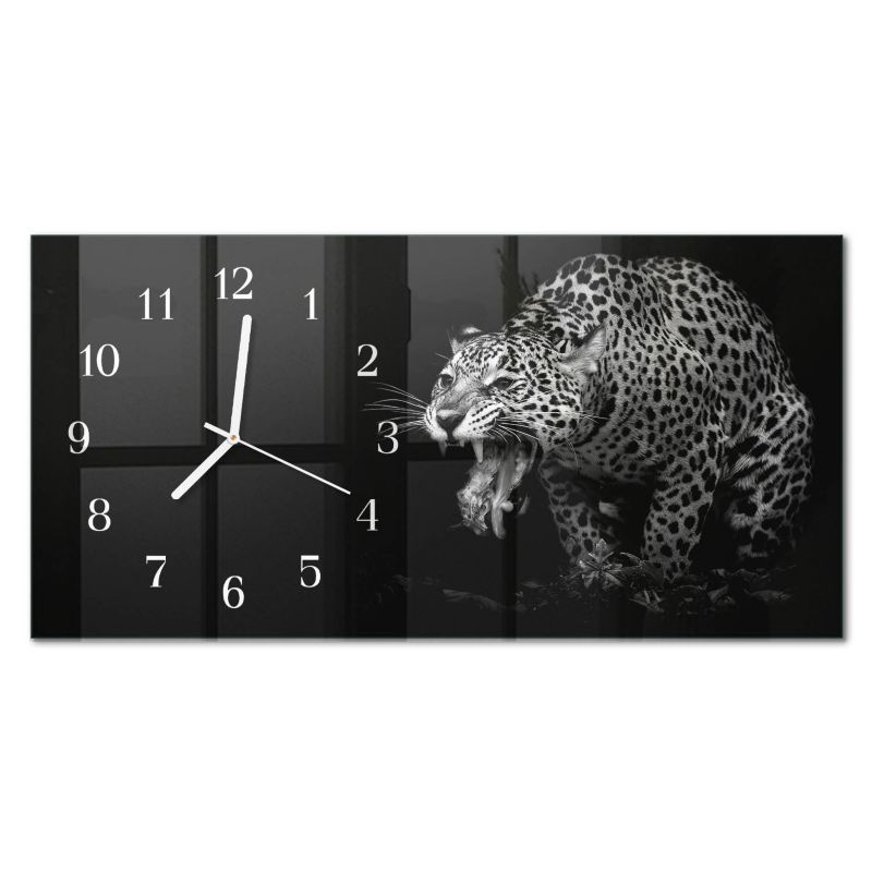 Zegar Ścienny Cichy Mechanizm Tulup 60x30 cm z Białymi Wskazówkami Jaguar 1 szt.