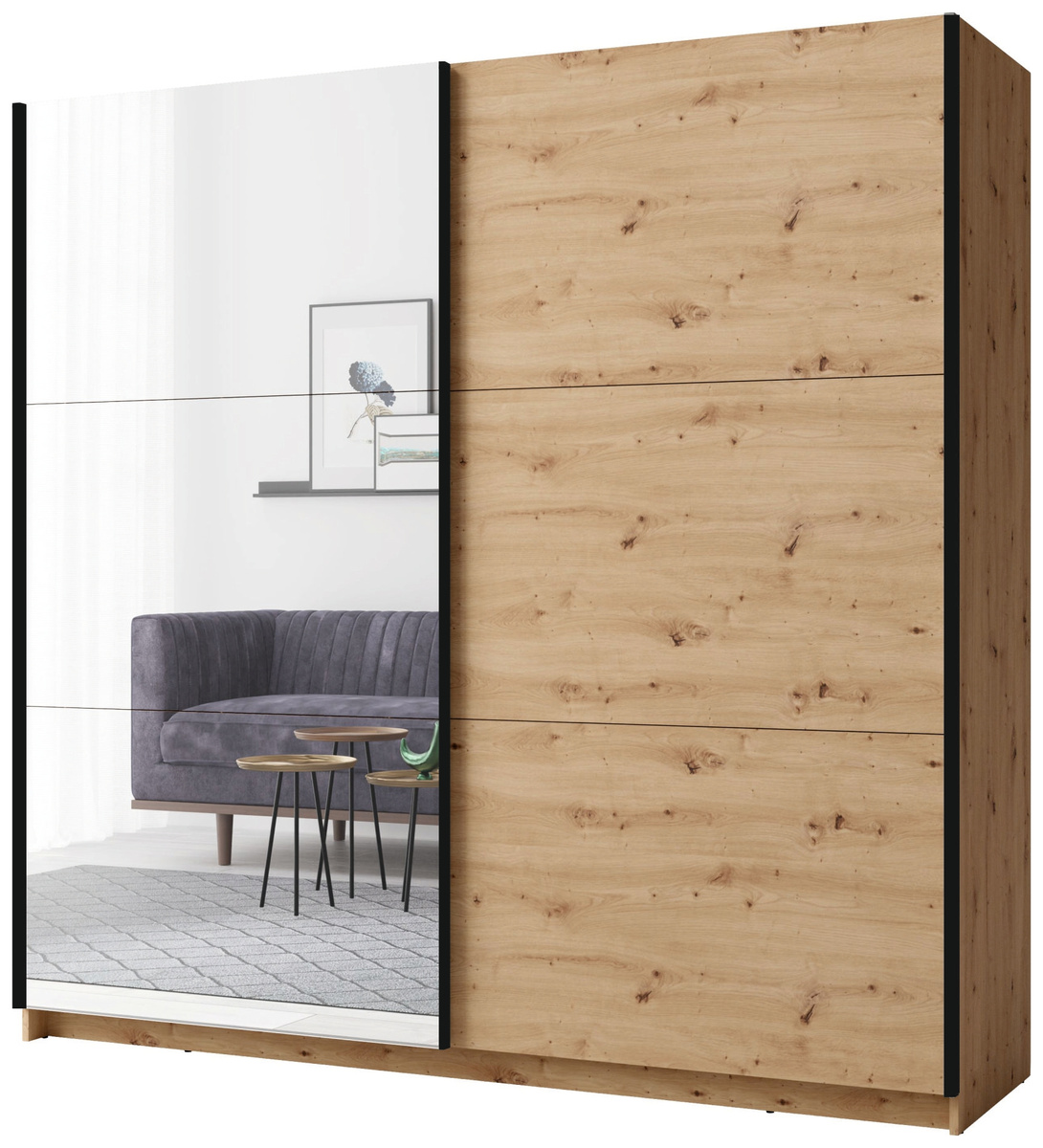 Szafa z lustrem 200 cm przesuwna do sypialni ARLEN dąb artisan