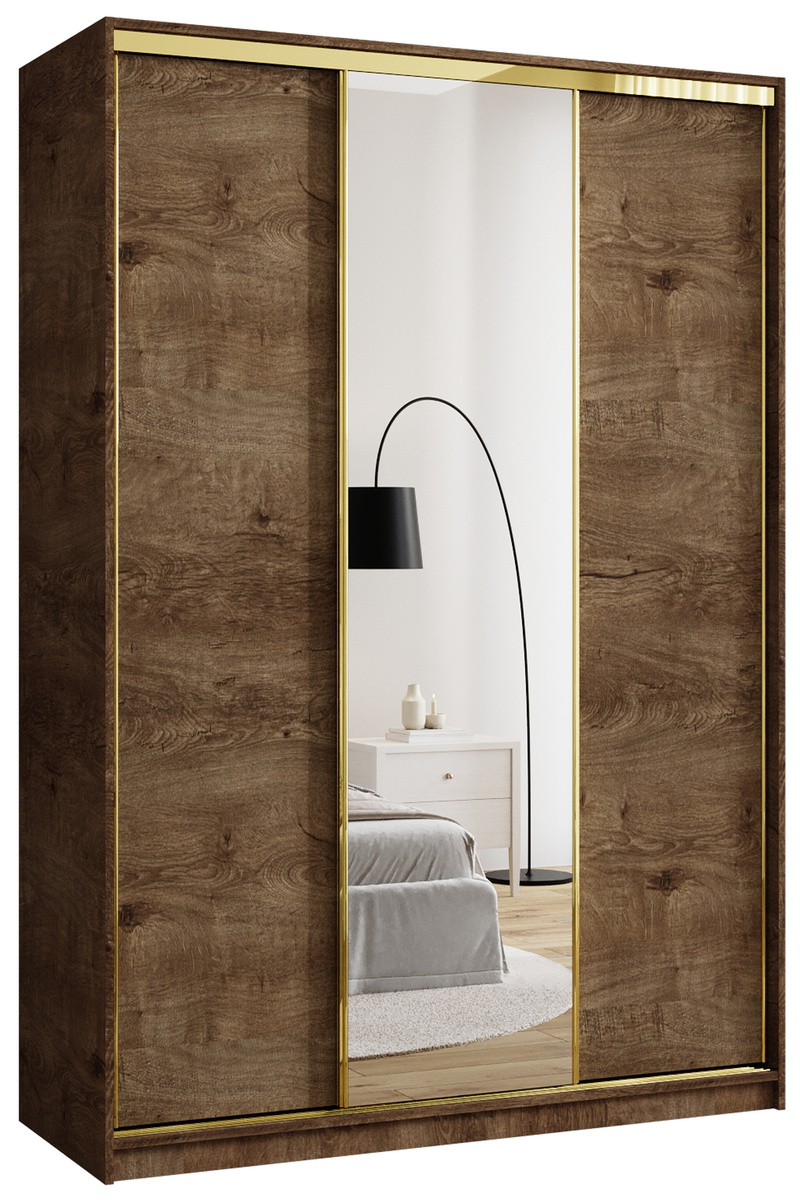 Trzydrzwiowa szafa przesuwna z lustrem 150 cm GOLD NEW