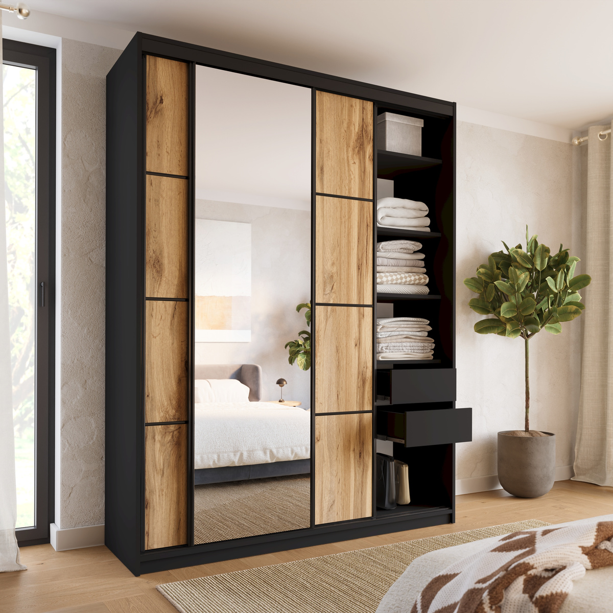 Loftowa szafa przesuwna z lustrem 180 cm LOFT MAX