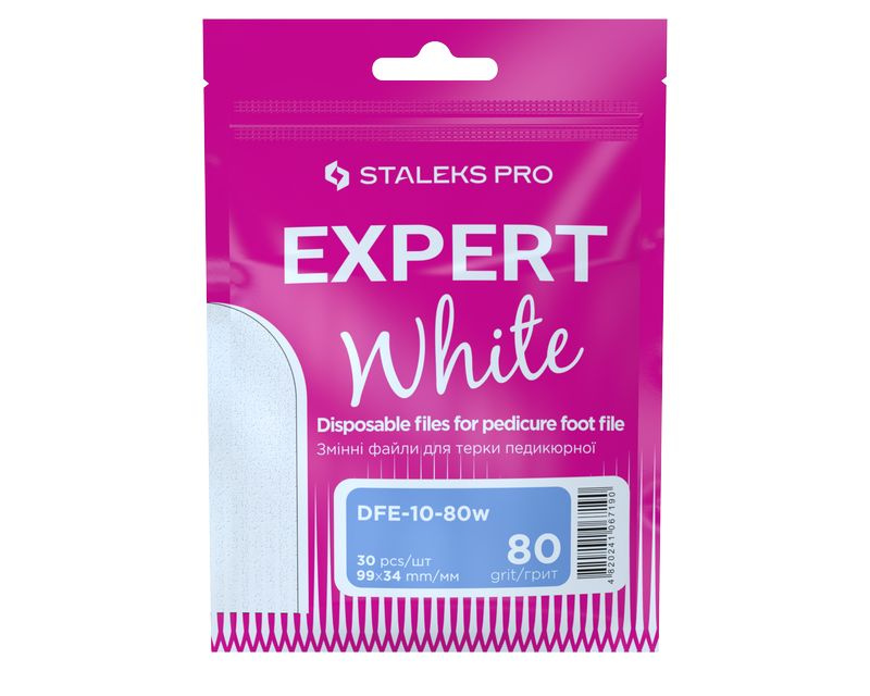 Staleks PRO Wymienne pilniki białe do tarki do pedicure EXPERT 10, 80 grit (30 szt)
