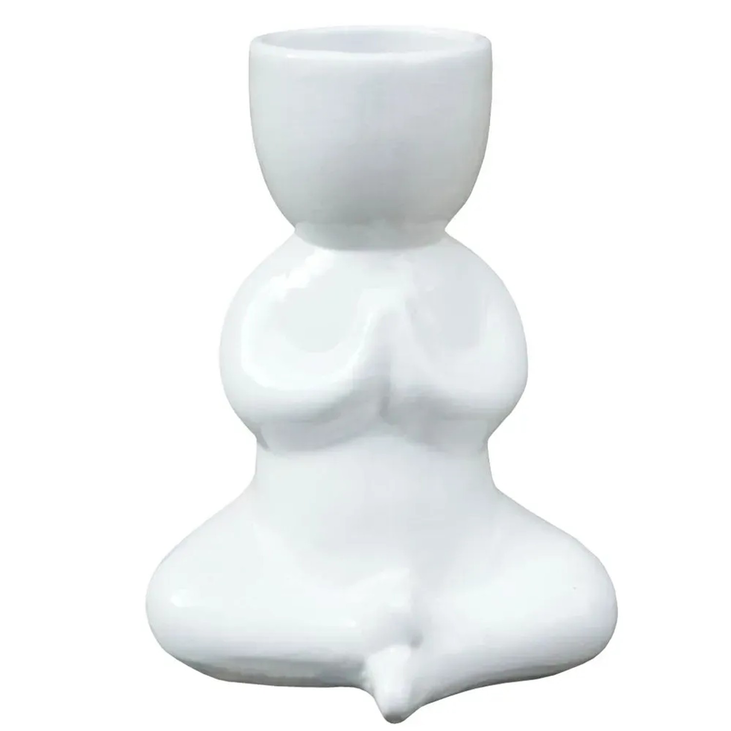 Osłonka Ludzik Budda ceramiczna antracyt - 15 x 17,5 cm