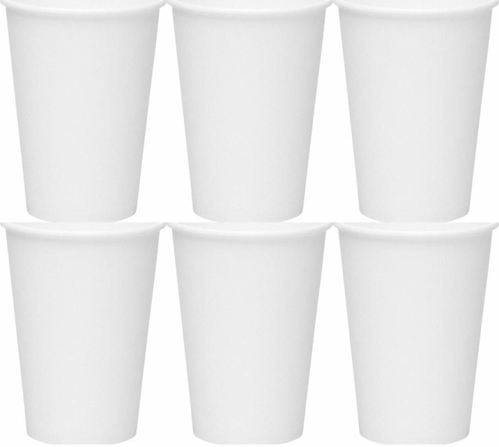 6x Kubki jednorazowe, 400ml, papier, 50 sztuk, biały SUP