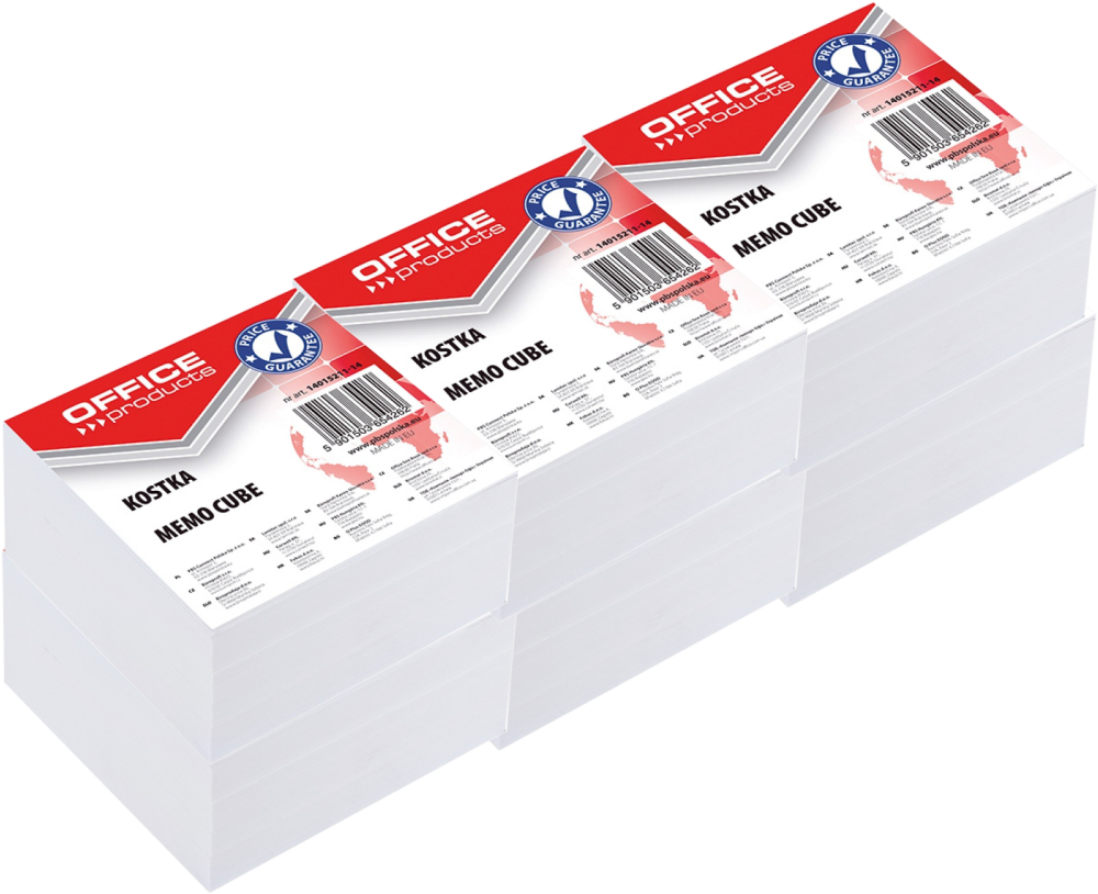 6x Karteczki do notatek Office Products, nieklejone, 85x85x40mm, biały