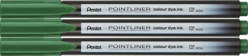 3x Cienkopis Pentel Pointliner Colour, butelkowa zieleń