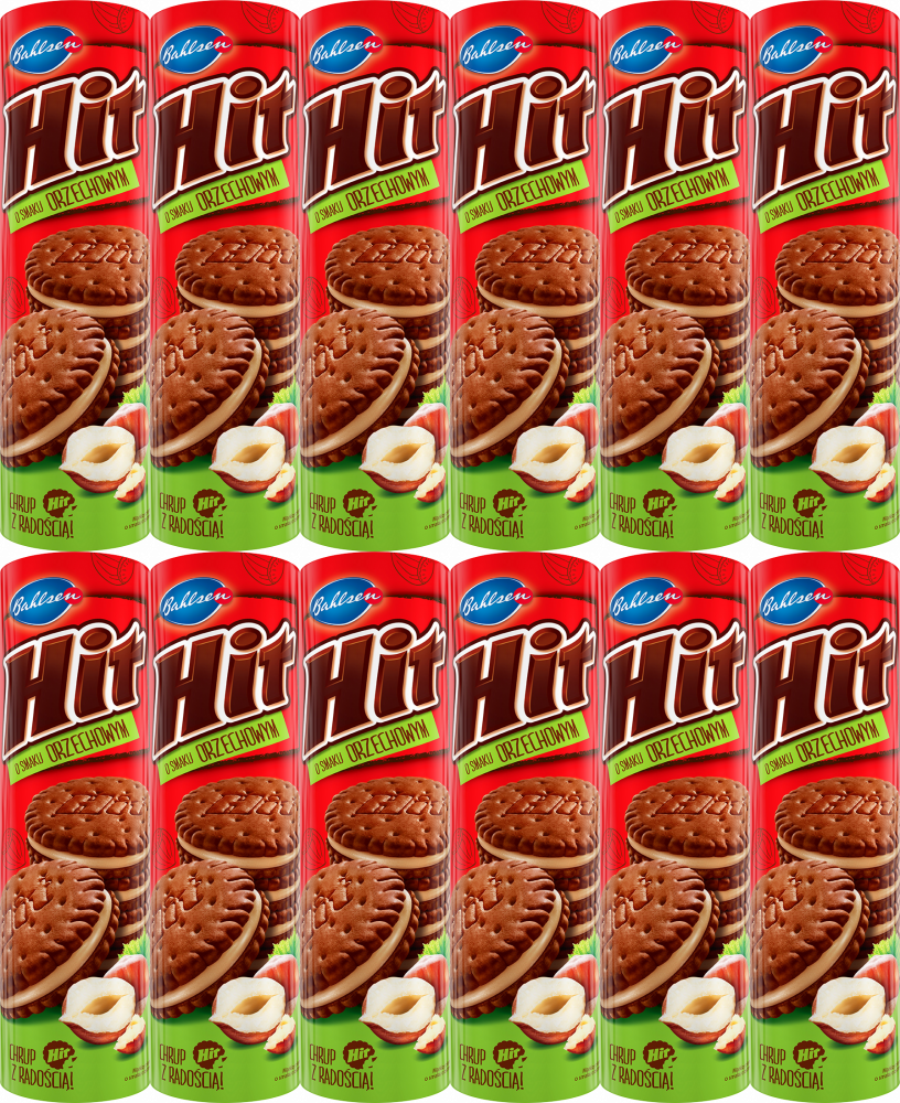 12x Ciastka Hit, orzechowy, 220g
