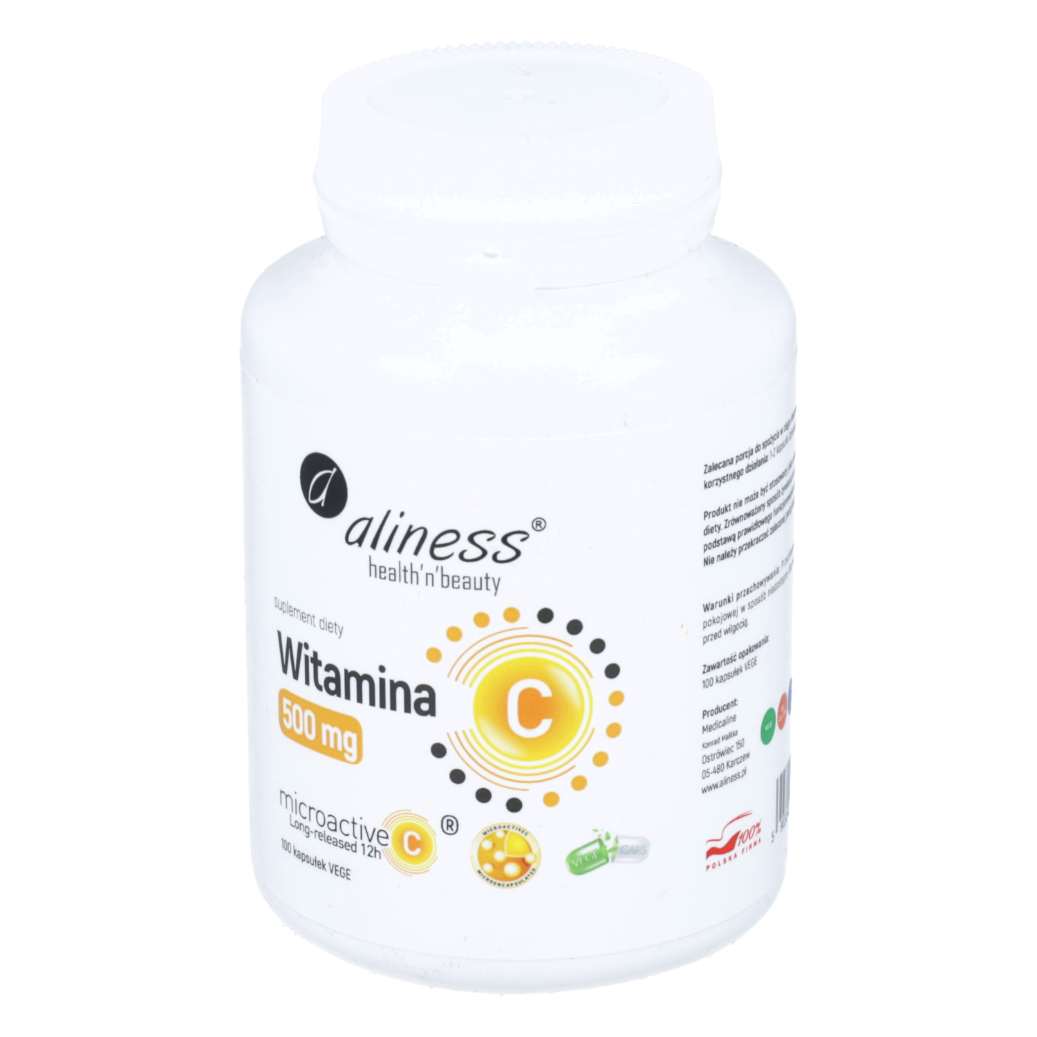 Aliness - witamina c 500 mg, 100 wege kapsułek