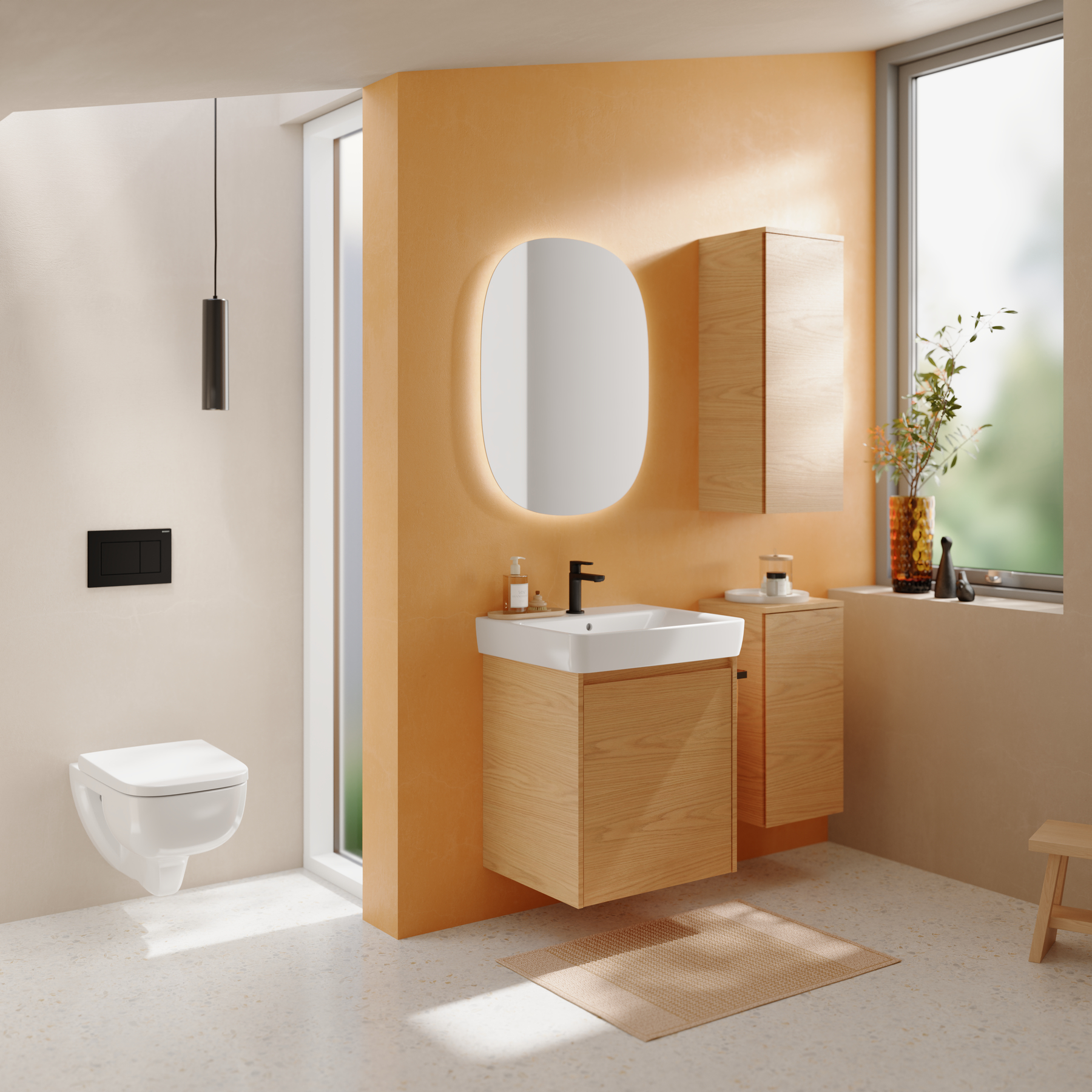 Geberit Selnova Square umywalka z szafką 50 cm biały połysk 504.132.01.1