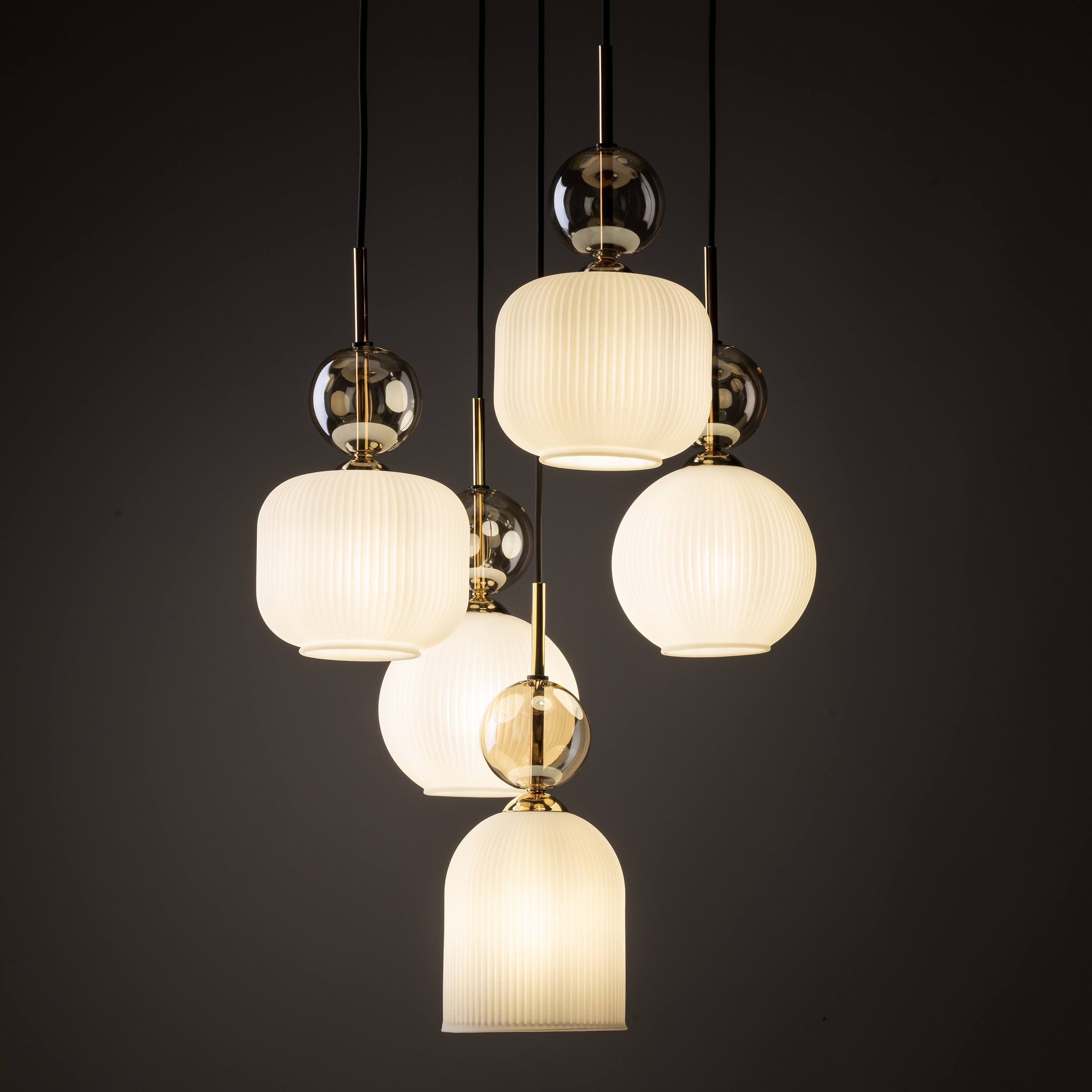 TK Lighting Sophia Cognac White lampa wisząca 5x10 W biały/złoty 11593