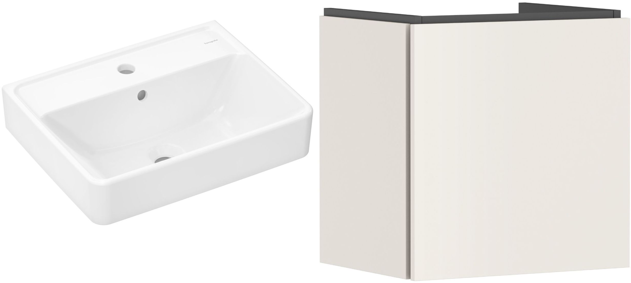 Zestaw Hansgrohe Xanuia Q umywalka z szafką Xilesa E 50 cm piaskowa (54247780, 61008450)
