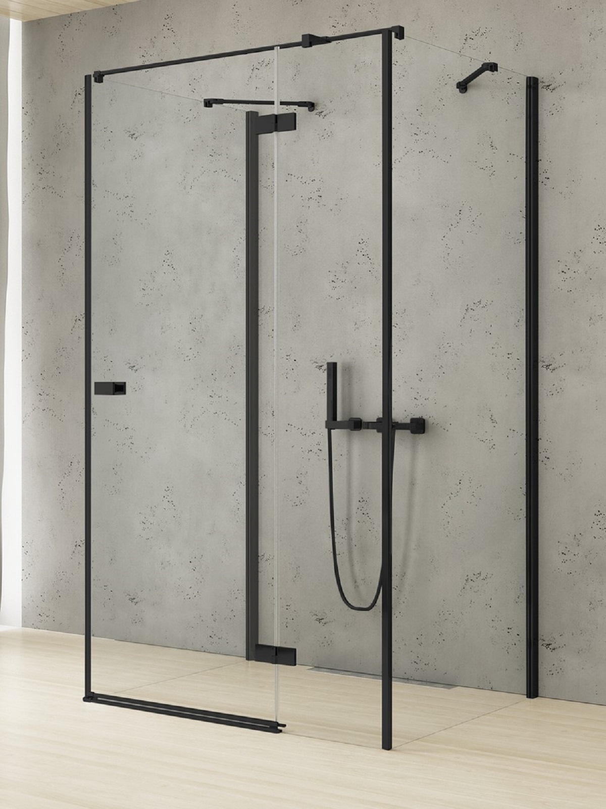 New Trendy Reflexa Black kabina prysznicowa 80x110 cm prostokątna prawa czarny mat/szkło przezroczyste EXK-5006