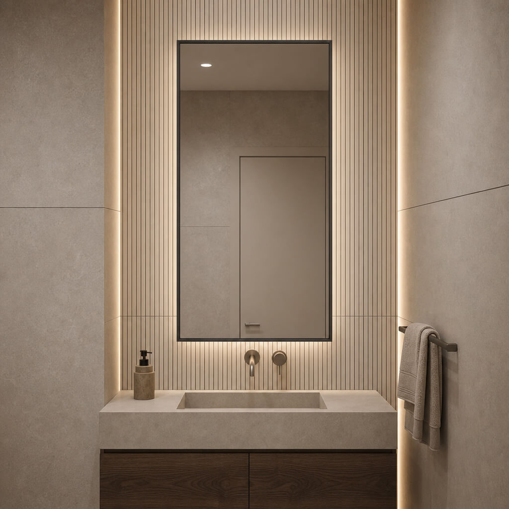 Baltica Design Aluma Loft lustro 50x60 cm prostokątne z oświetleniem czarne barwa zimna