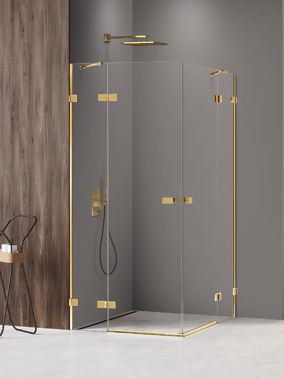 New Trendy Avexa Gold Shine XR kabina prysznicowa 120x120 cm kwadratowa złoty połysk/szkło przezroczyste EXK-6834