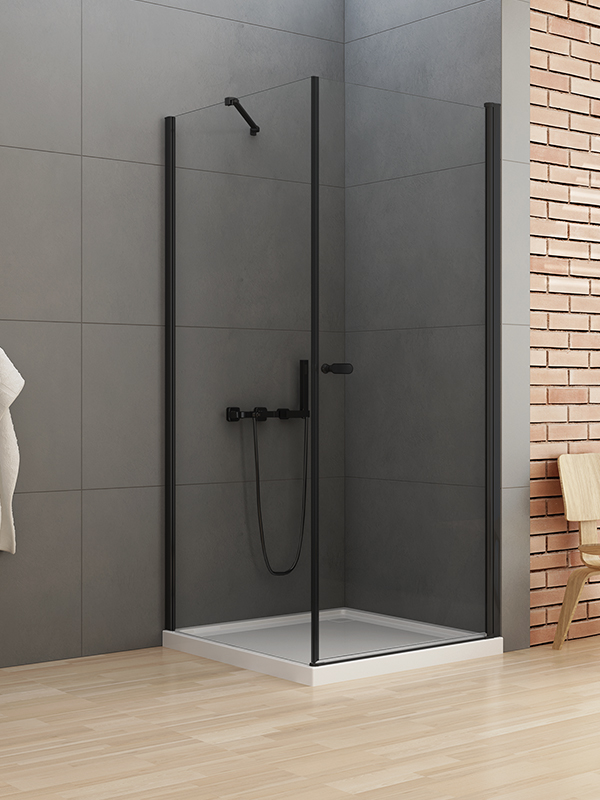 New Trendy New Soleo Black kabina prysznicowa 80x100 cm prostokątna czarny mat/szkło przezroczyste D-0230A/D-0116B-WP