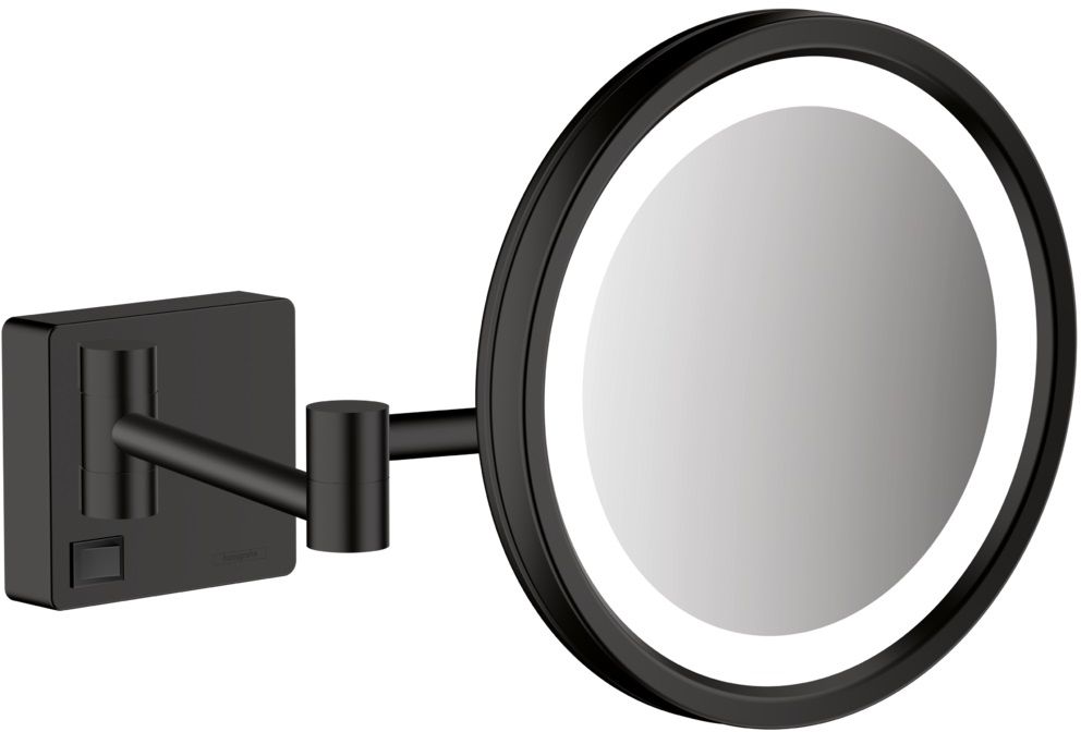 Hansgrohe AddStoris lusterko kosmetyczne 21,7x21,7 cm okrągłe z oświetleniem czarny 41790670