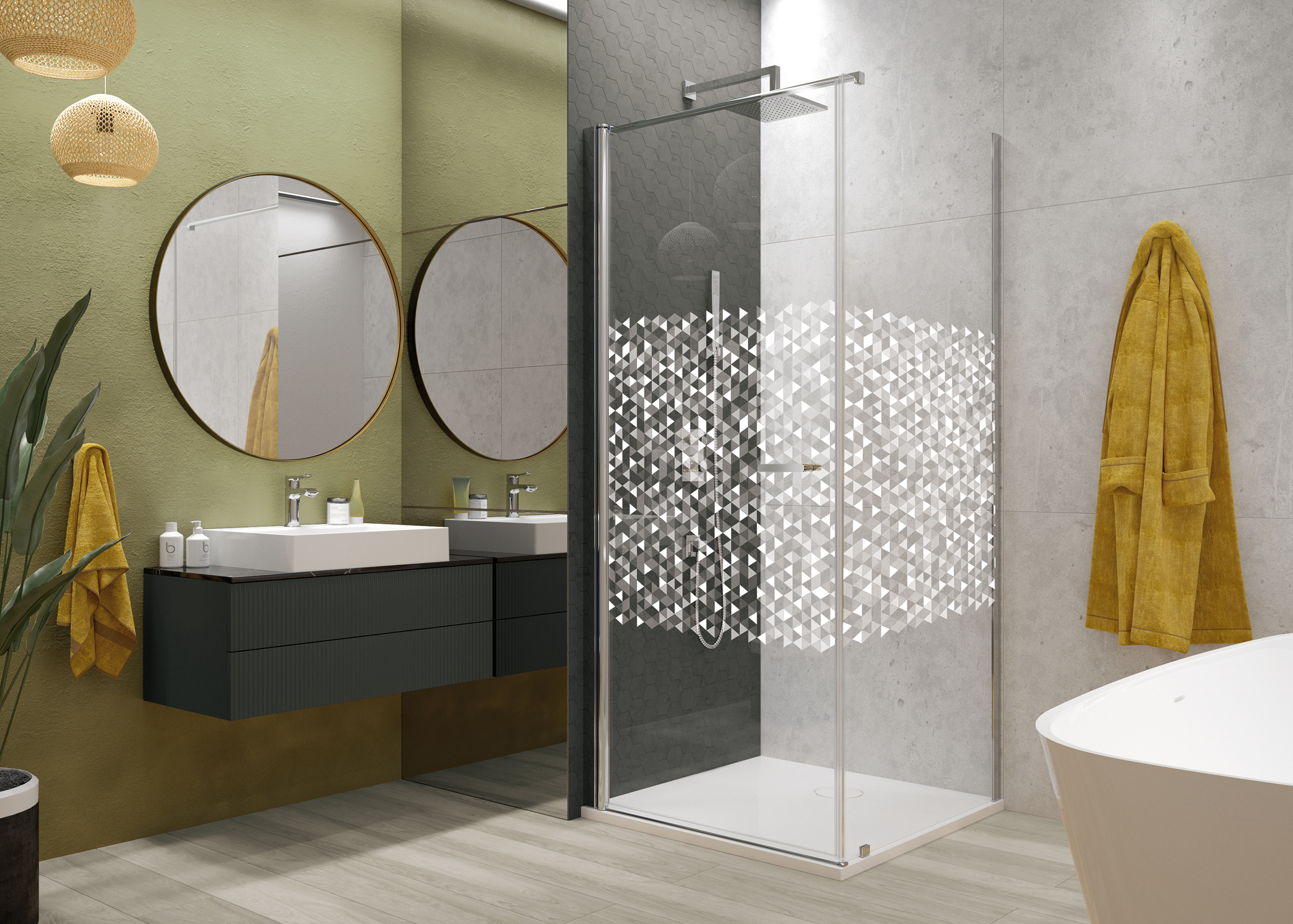 Sanplast Exa Line ścianka prysznicowa SS0/Exa-70 cm srebrny połysk/szkło ze wzorem 600-540-1110-38-151