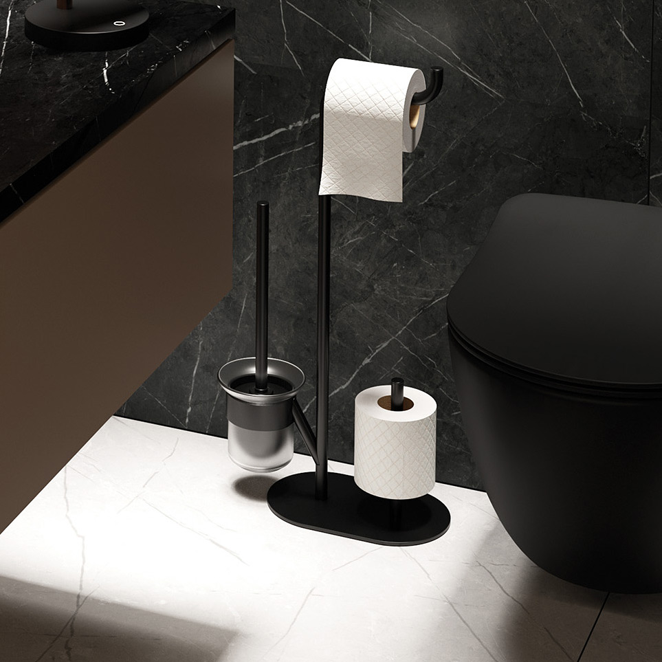 Deante Silia stojak na papier toaletowy ze szczotką do WC czarny mat ADIN732 - Wysyłka w 24h