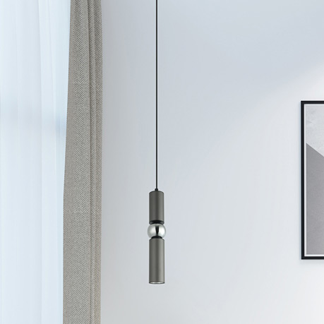 Italux Isidora lampa wisząca 1x25 W czarna-chrom-szary PND-14290-1-GR