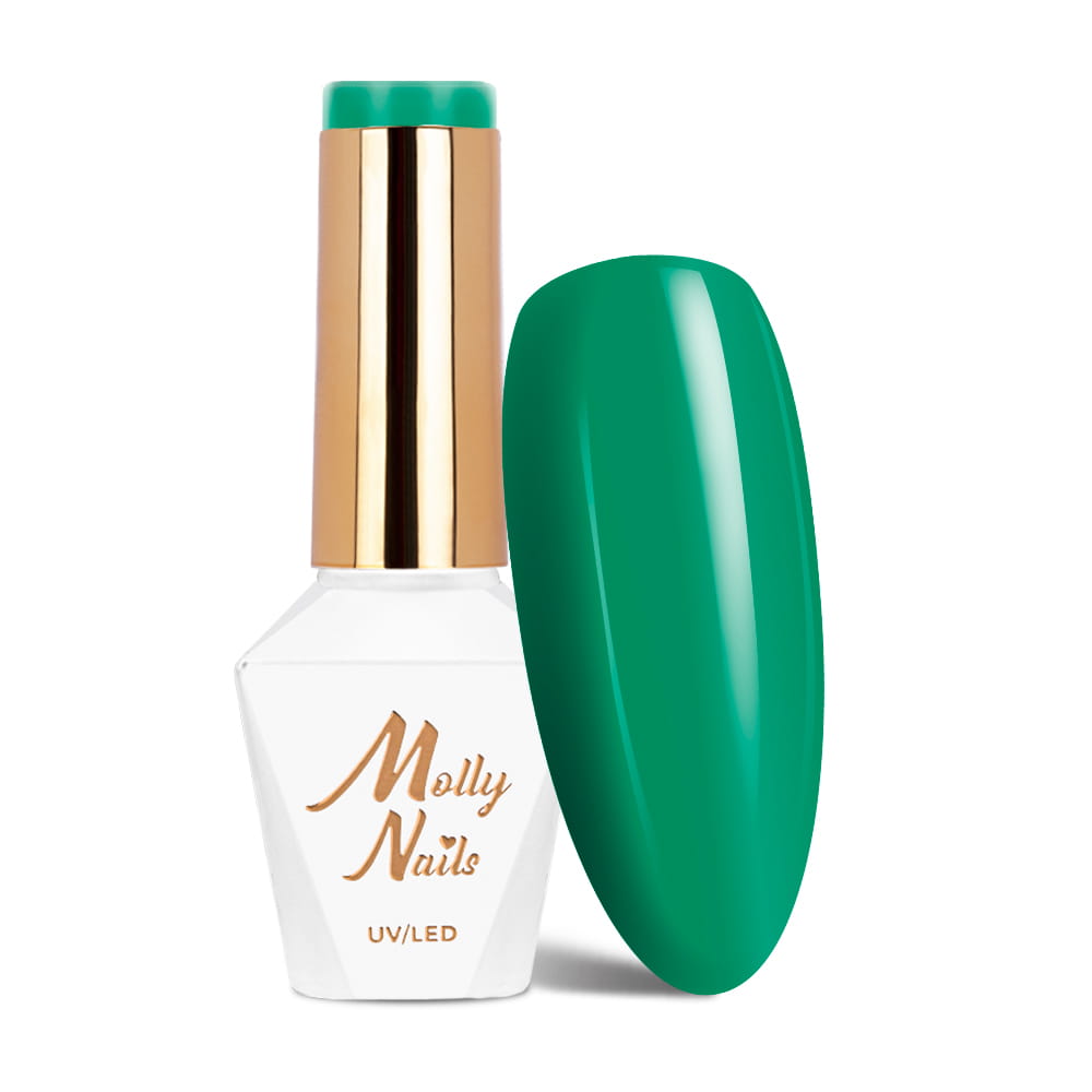 Lakier hybrydowy LED/UV Gel Polish Molly Nails Power Flower Nr 728 Green Grass HEMA/Di-HEMA Free 8g