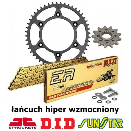 SUZUKI RM 125 2000-2005 ZESTAW NAPĘDOWY DID HIPER WZMOCNIONY ZŁOTY BEZORING
