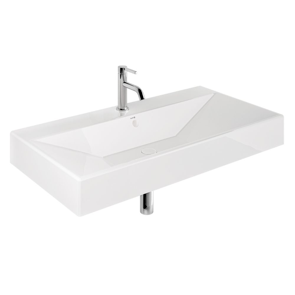 Darmowa Dostawa - Umywalka z korkiem 101x50 cm prostokątna meblowa-nablatowa biała Kludi Resa 59WW10143