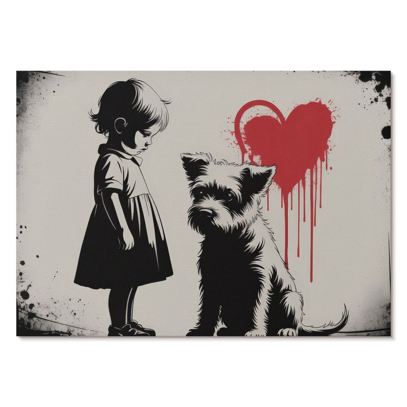 Plakat na Ścianę Tulup 59,4x42 cm (A2) Dziecko i pies Do salonu, sypialni, biura 1 szt.