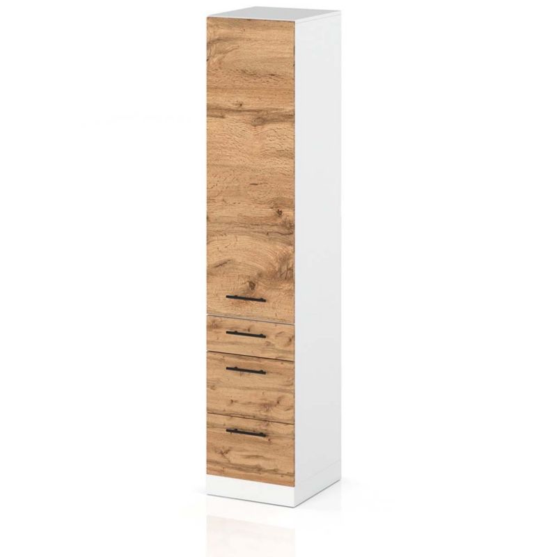 Szafka Kuchenna Hurtownia-Mebli Stojąca Słupek S40S3 sPremium 40cm Biały Mat Dąb Wotan 40x58x211 cm 1szt.