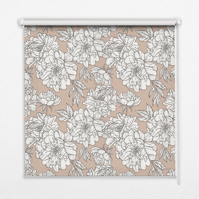 Roleta Do Salonu Tulup 140x140 cm Rysowane Kwiaty Montaż do ściany/sufitu 1 szt.