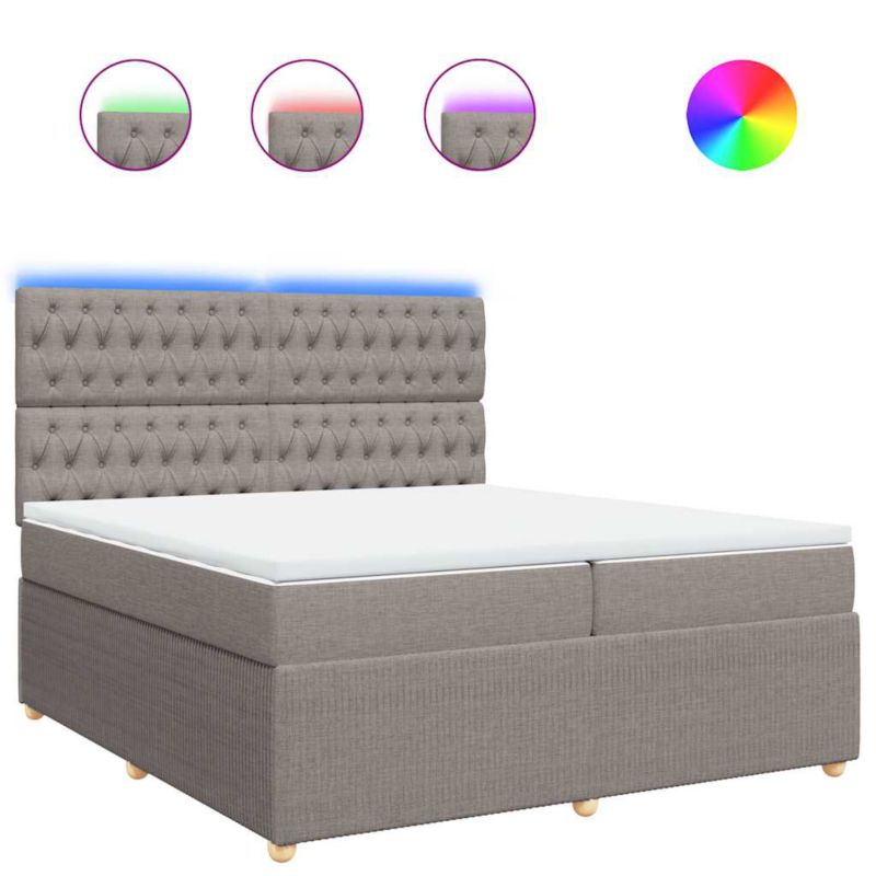 Łóżko z materacem WaszeMeble 200x200 cm Taupe tkanina z LED WM-3294474 1 szt.