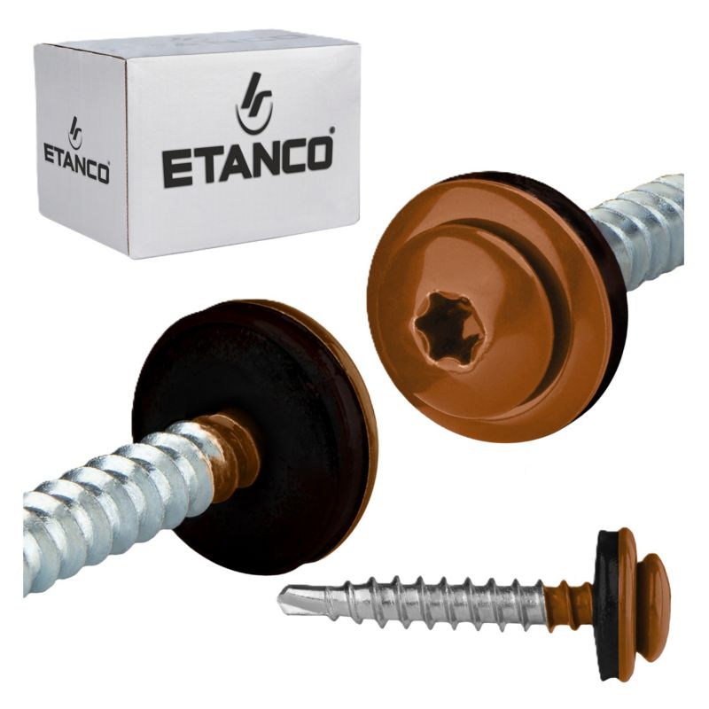 Wkręty farmerskie Etanco GTFP 4,8x35 mm RAL 8004 samowiercące 250szt