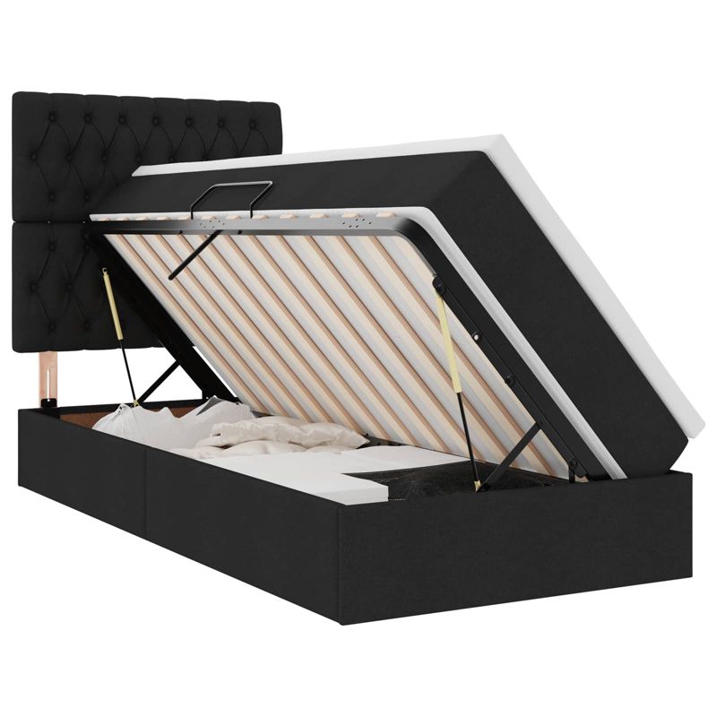 Łóżko Kontynentalne WaszeMeble z Materacem 100x200 cm Czarne WM-3371825 1 szt.