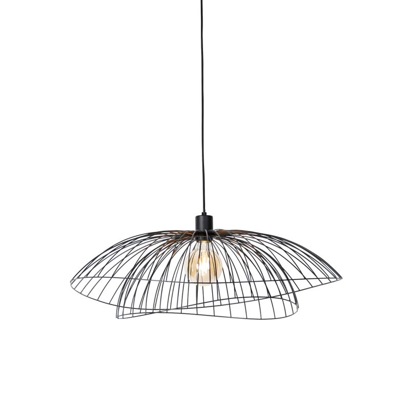 Designerski lampa wisząca do stołu jadalnego inteligentny Qazqa Pua 66 czarny okrągły żarówkami LED 49W E27 ściemnialny 1 szt.