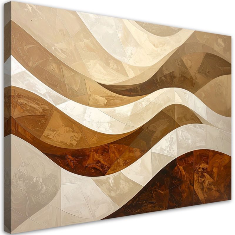 Obraz do salonu sypialni biura loftu Feeby Fale linie abstrakcja w odcieniach beżu 120x80cm 1szt