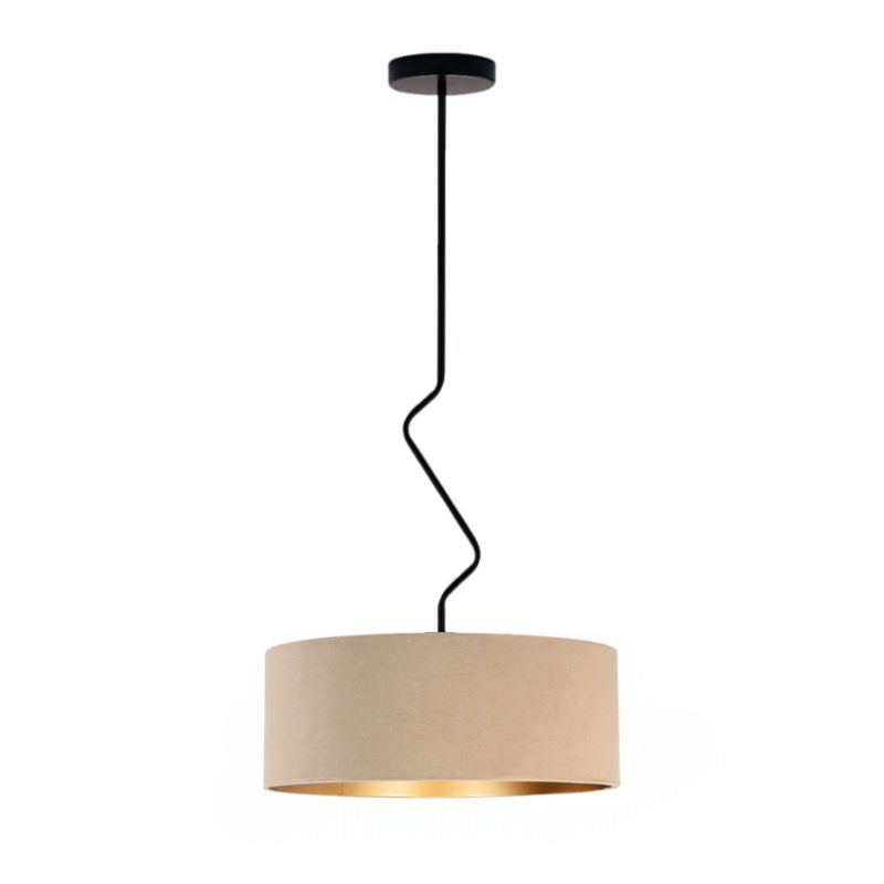 Lampa sufitowa Volta Light Factory żyrandol lampa wisząca z abażurem walec Beżowy ze złotem welur VESSO 1szt.