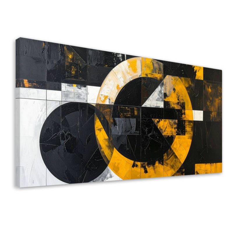 Obraz do salonu biura Feeby Abstrakcja koła kształty czarno żólty 120x60cm 1szt