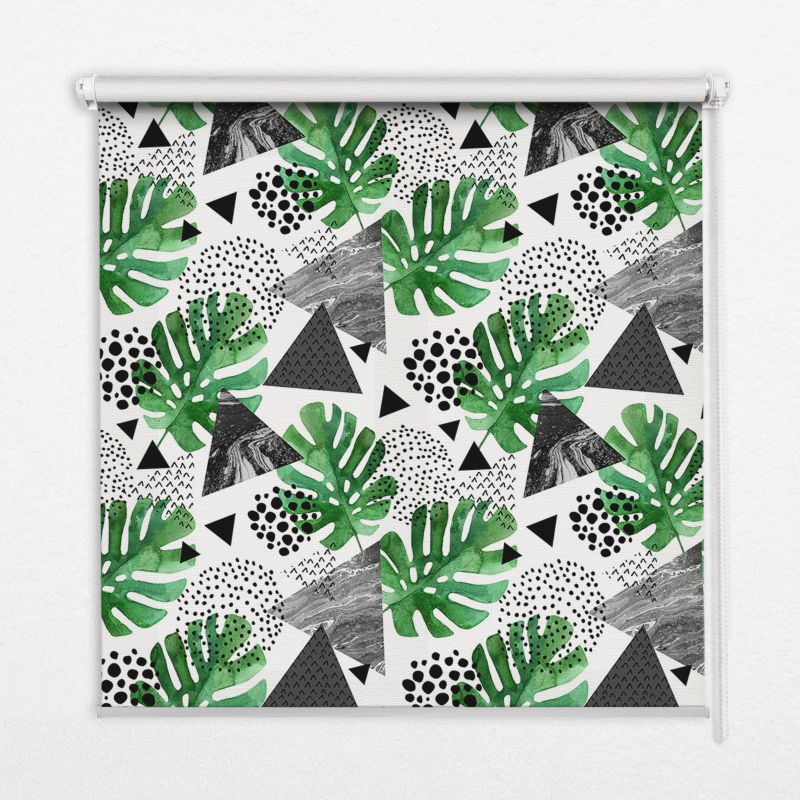 Roleta Do Sypialni Tulup 140x140 cm Liście Trójkąty Kropki Montaż do ściany/sufitu 1 szt.