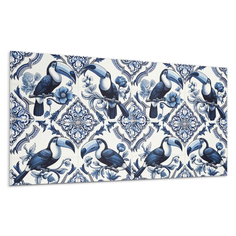 Panel samoprzylepny Wallfluent 120x60 cm Wzór z tukanym na płytkach 1 szt.