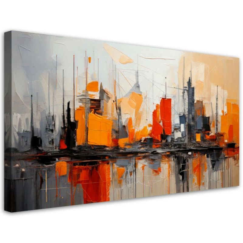Obraz do salonu Feeby Miasto Abstrakcja Pomarańczowy 120x60cm 1szt