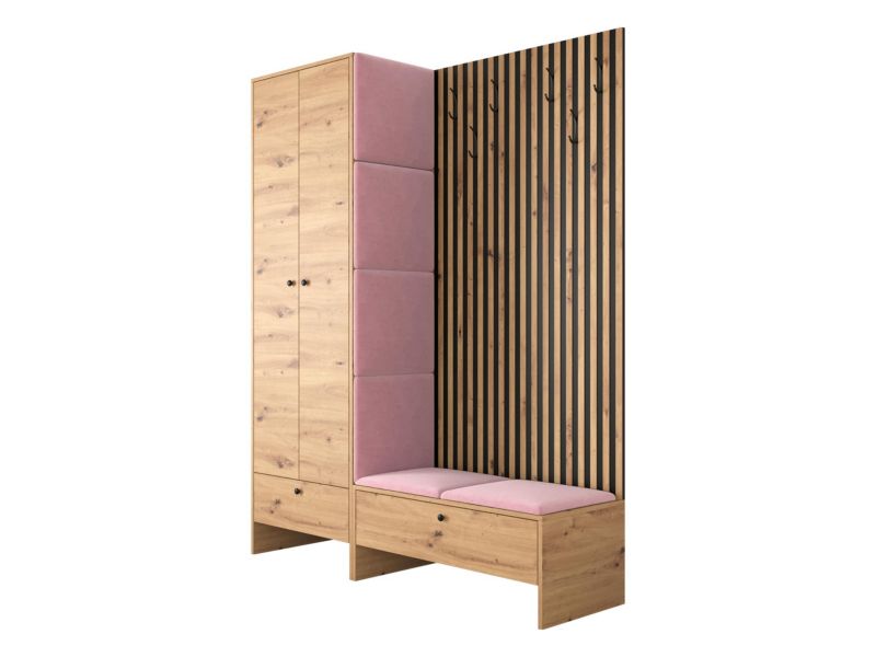 Garderoba MIRJAN 24 Balma III dąb artisan + różowy 1 kpl.
